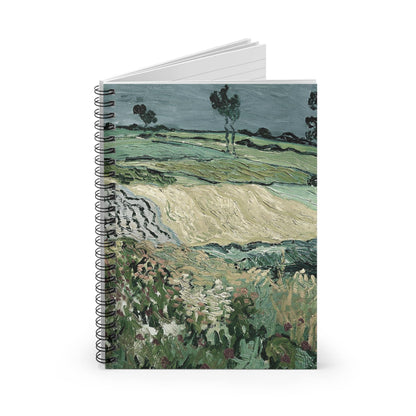 Rolling Hills Spiral Notebook Standing up on White Desk