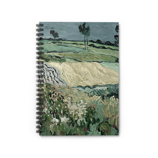 Rolling Hills Notebook with muted sage green cover, perfect for countryside lovers, showcasing rolling hill scenes.