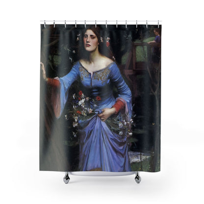 Romantic Shower Curtain with Victorian aesthetic design, charming bathroom decor featuring romantic Victorian themes.