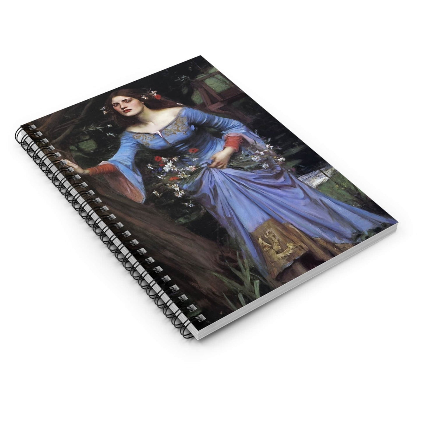 Romantic Spiral Notebook Laying Flat on White Surface