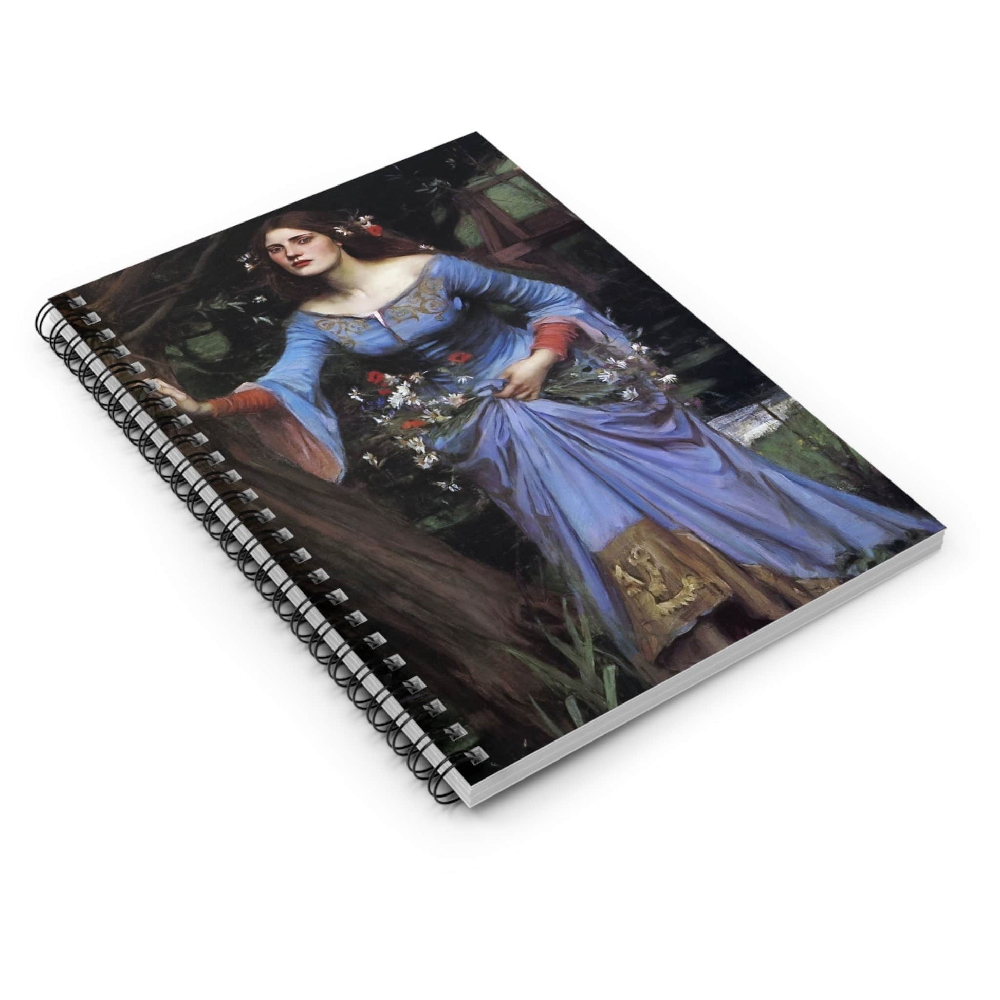 Romantic Spiral Notebook Laying Flat on White Surface