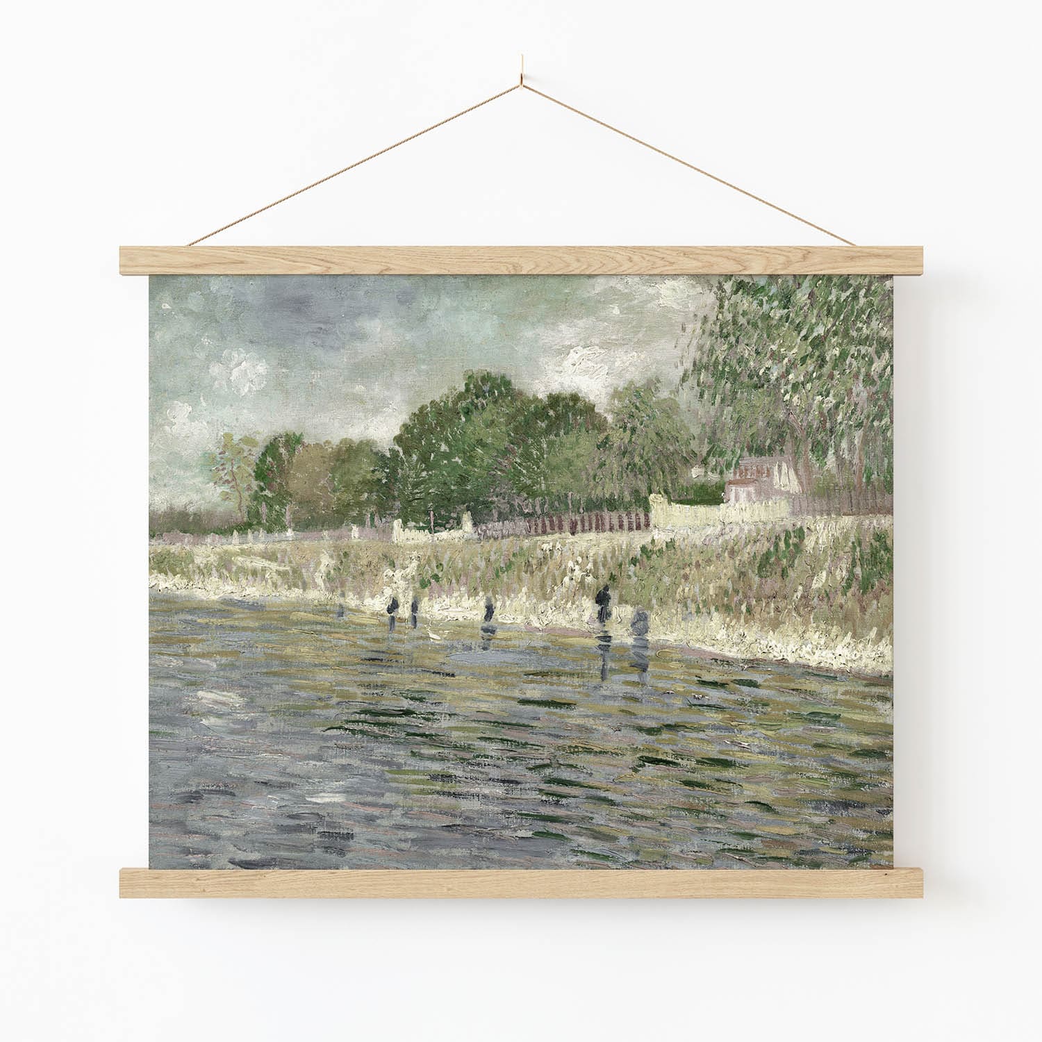 Lush Greenery Art Print in Wood Hanger Frame on Wall