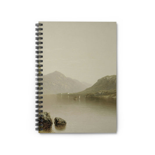Lake George Notebook with Sage Green cover, perfect for journaling and planning, showcasing a serene sage green Lake George scene.