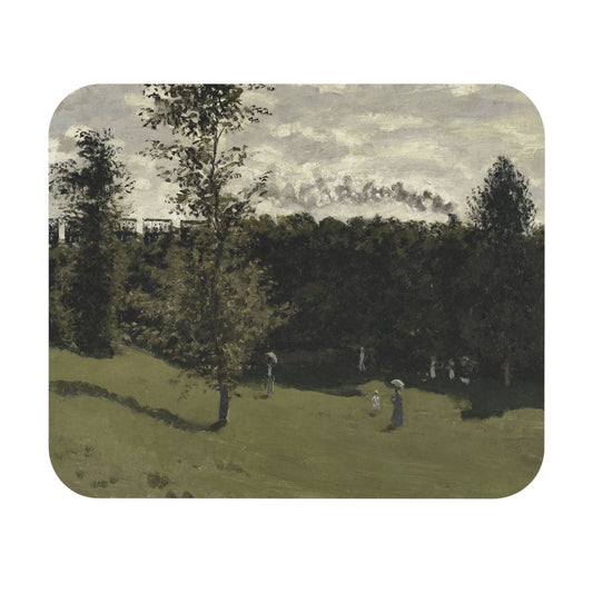 Sage Green Landscape Mouse Pad with country train design, desk and office decor featuring serene countryside scenes.