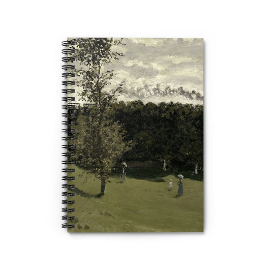 Sage Green Landscape Notebook with country train cover, great for travel lovers, showcasing serene country train scenes.