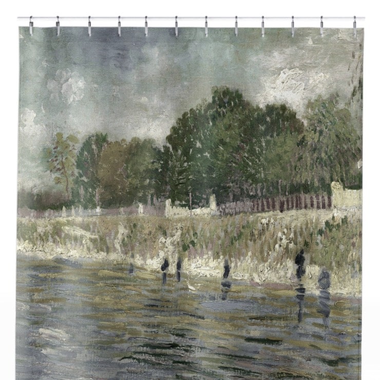 Sage Green Paris Shower Curtain Close Up, Landscapes Shower Curtains