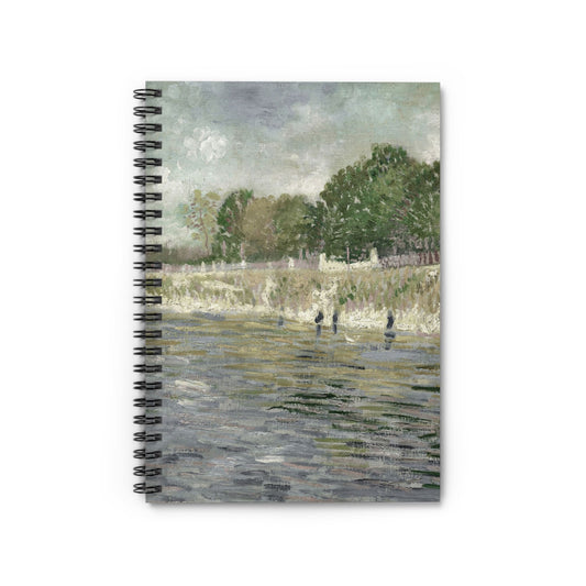 Sage Green Paris Notebook with Le Seine cover, ideal for journaling and planning, showcasing a sage green Paris scene with Le Seine.