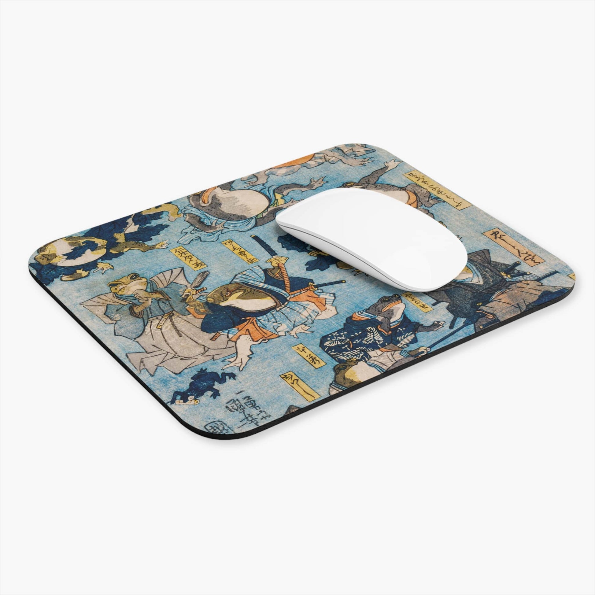 Samurai Frogs Computer Desk Mouse Pad With White Mouse