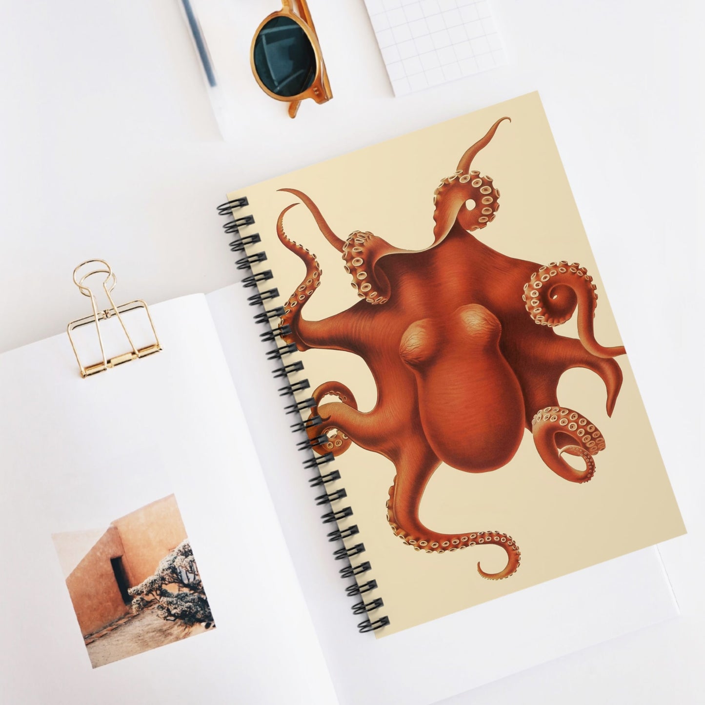 Sea Creature Spiral Notebook Displayed on Desk