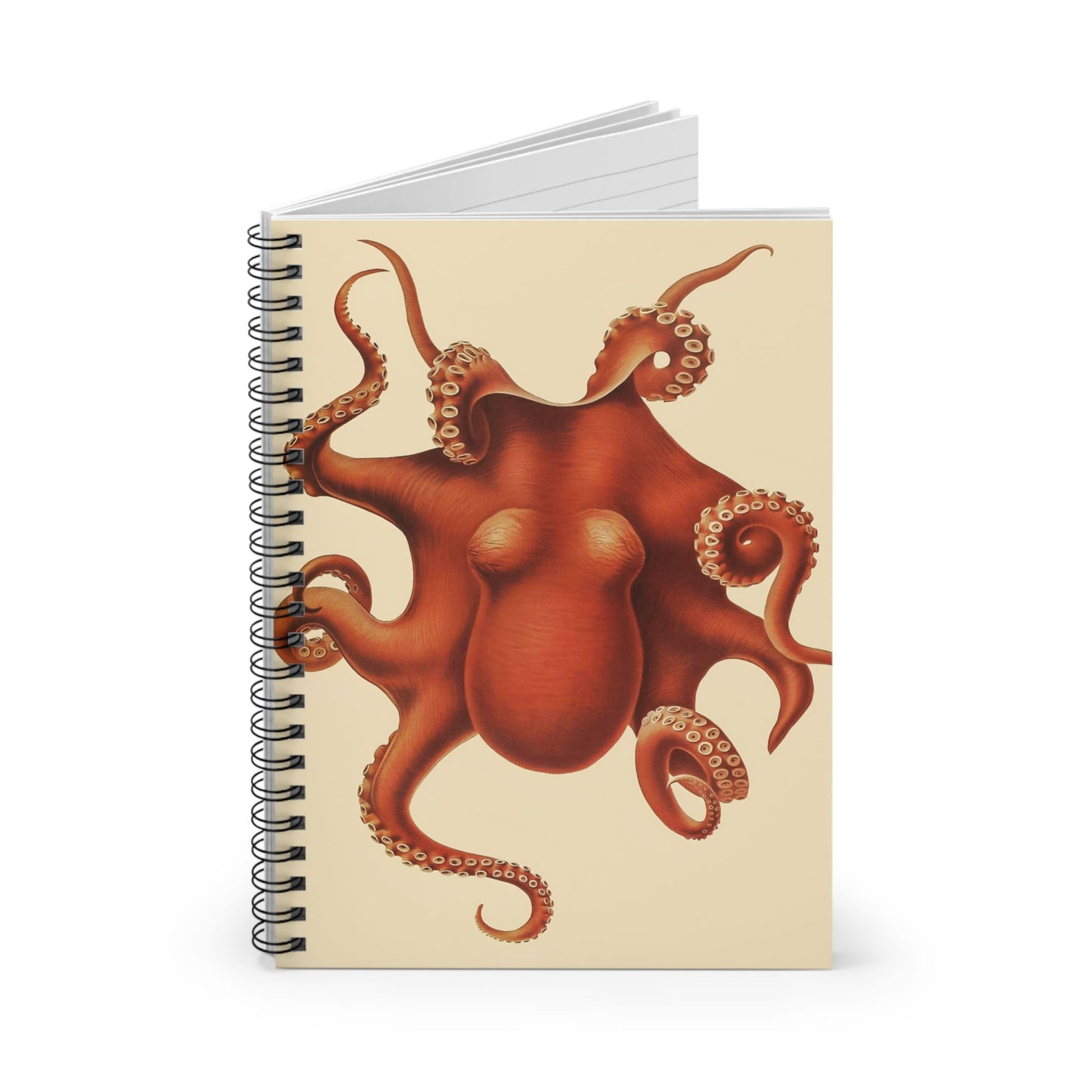 Sea Creature Spiral Notebook Standing up on White Desk