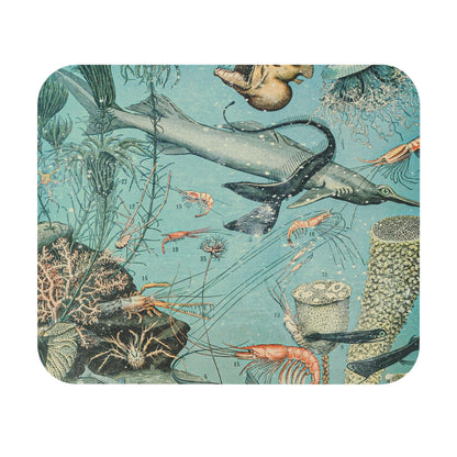 Sea Life Mouse Pad featuring shrimp and sharks aquatic design, enhancing desk and office decor.