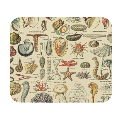 Seashells Mouse Pad featuring an ocean and beach theme, enhancing desk and office decor.