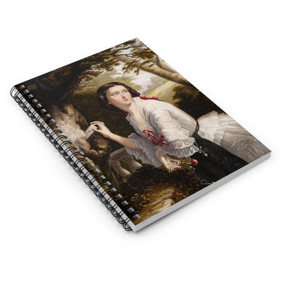 Secret Romance Spiral Notebook Laying Flat on White Surface