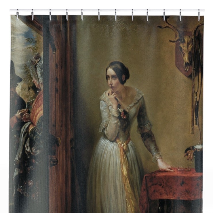 Secretly Waiting Shower Curtain Close Up, Victorian Shower Curtains