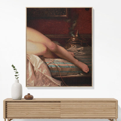 Sensual Female Woven Blanket Woven Blanket Hanging on a Wall as Framed Wall Art