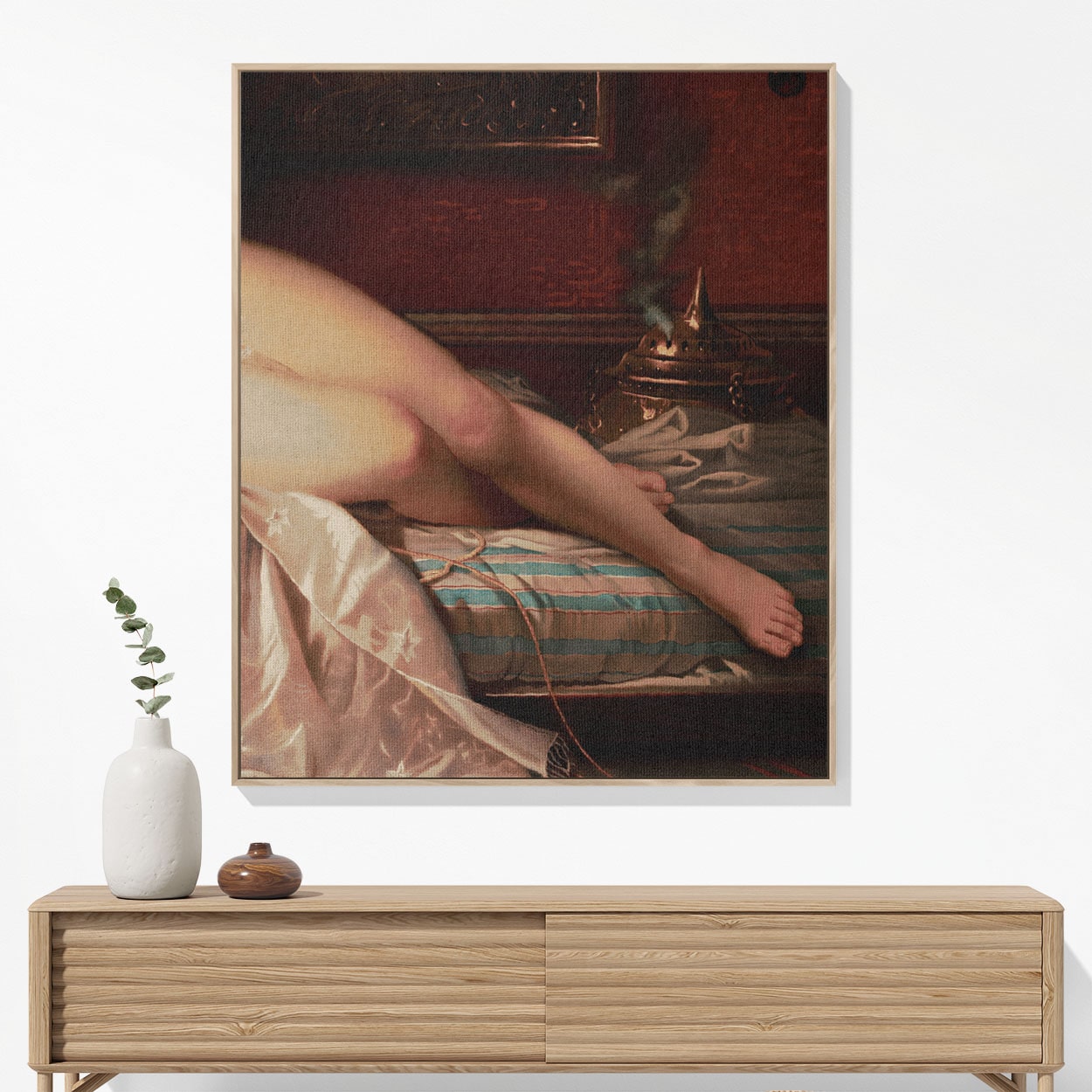 Sensual Female Woven Blanket Hanging on a Wall as Framed Wall Art