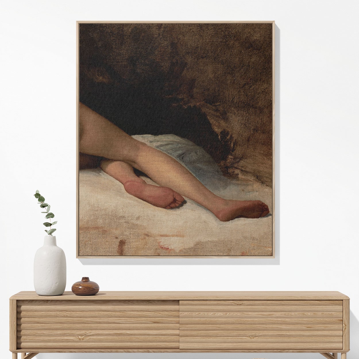 Sensual Posing Woven Blanket Hanging on a Wall as Framed Wall Art