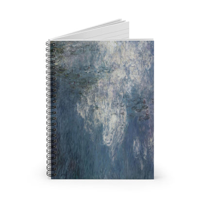 Serene Peaceful Spiral Notebook Standing up on White Desk