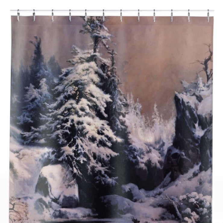 Snowy Landscape Shower Curtain Close Up, Landscapes Shower Curtains