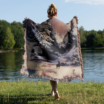 Snowy Landscape Held on a Woman's Back Outside