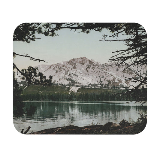 Snowy Mountains Mouse Pad featuring Mt. Tallac art, perfect for desk and office decor.