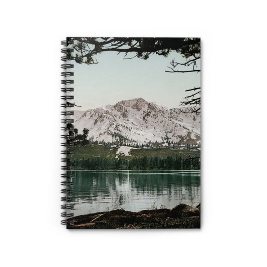 Snowy Mountains Notebook with Mt. Tallac cover, great for journaling and planning, highlighting snowy mountain scenes of Mt. Tallac.