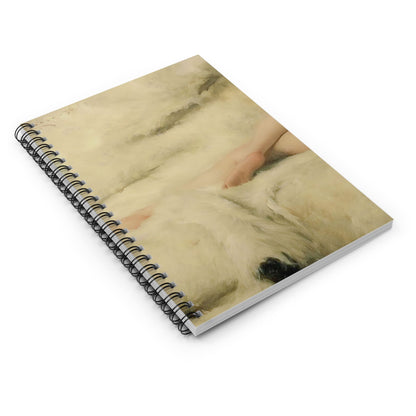 Soft Aesthetic Spiral Notebook Laying Flat on White Surface