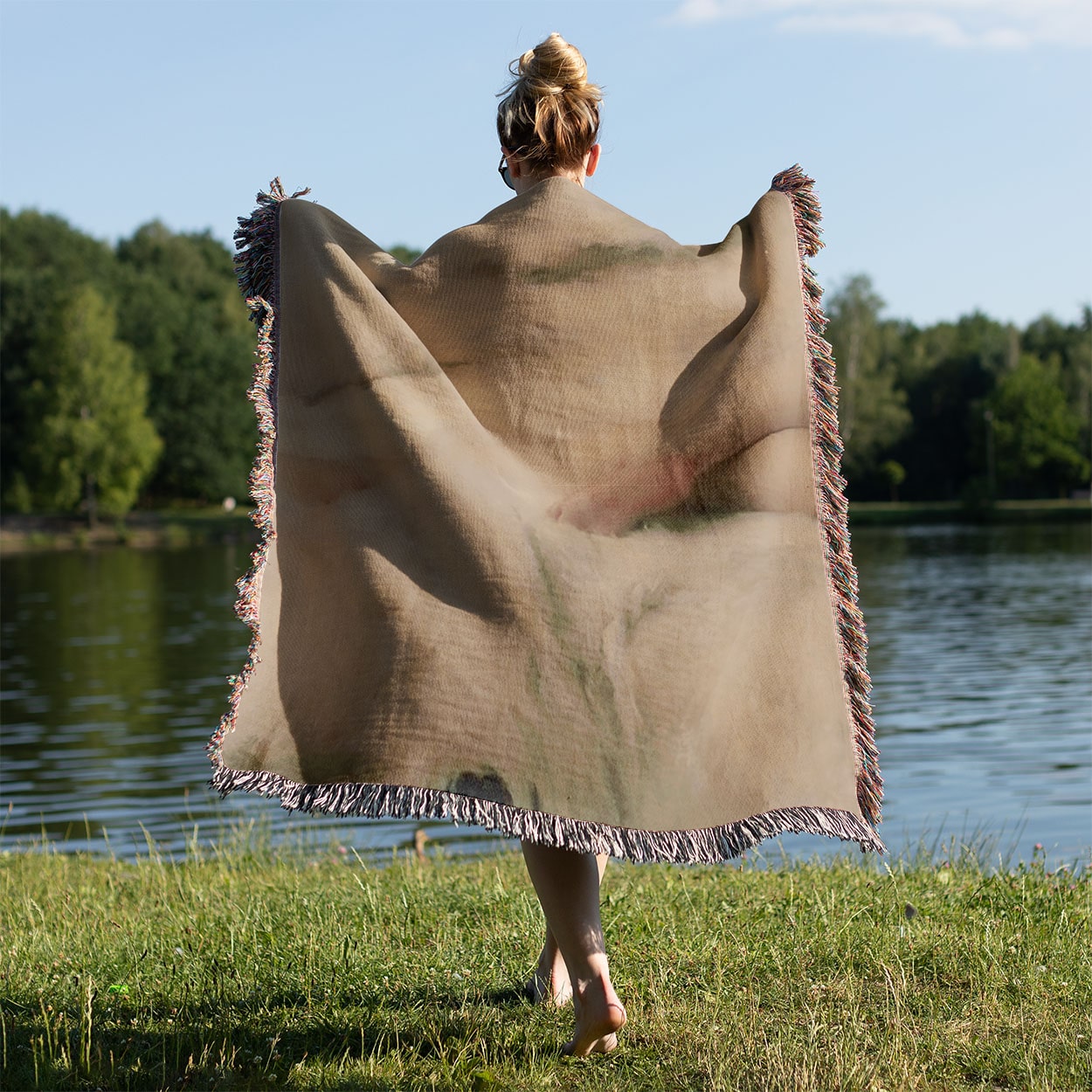 Soft Aesthetic Held on a Woman's Back Outside