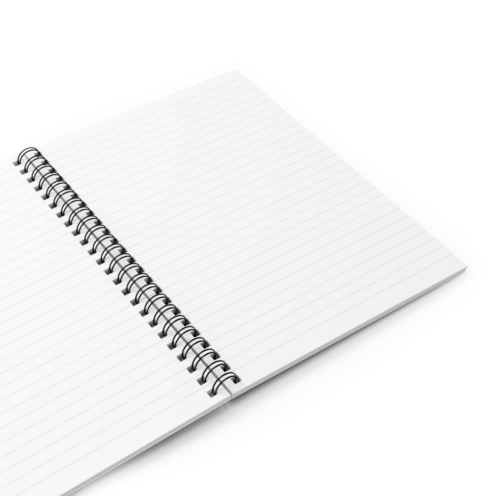 Spiral Notebook with Abstract Cover Opened with Blank White College Ruled Pages