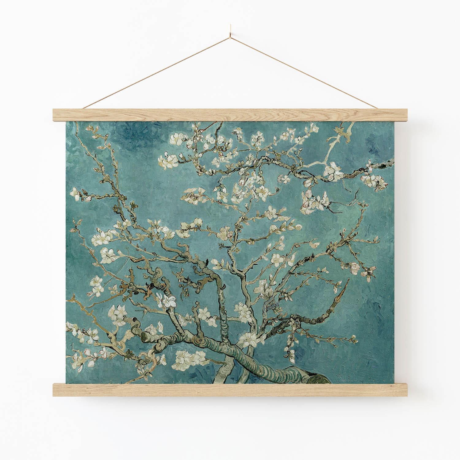 Tree with Flowers Art Print in Wood Hanger Frame on Wall