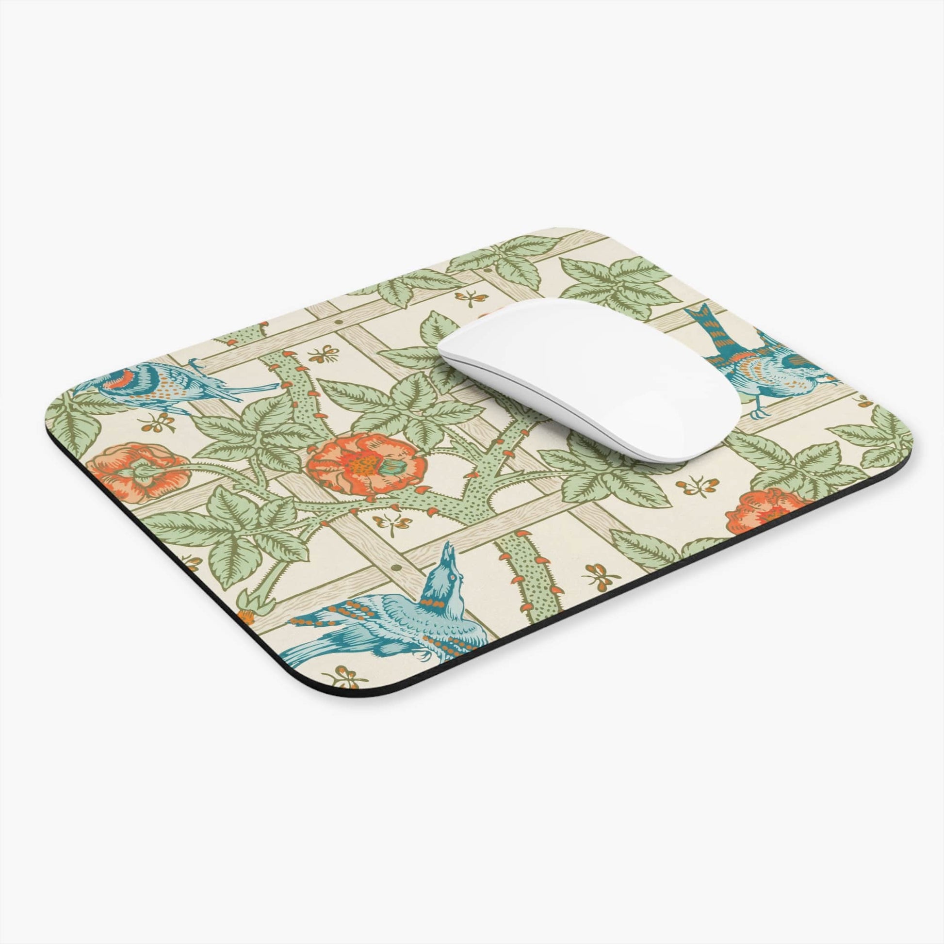 Spring Pattern Computer Desk Mouse Pad With White Mouse