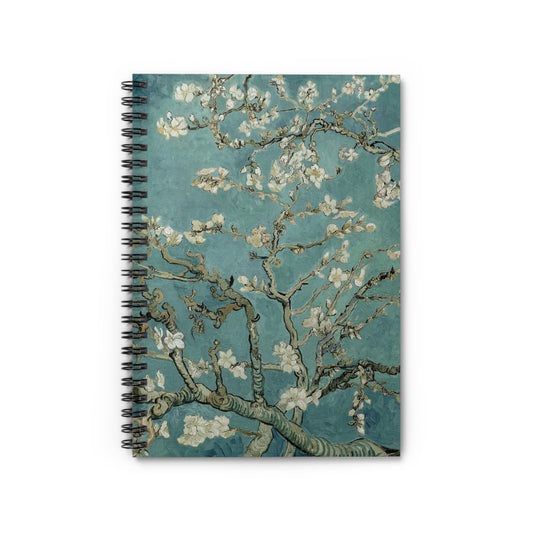 Spring Notebook with Almond Blossom cover, perfect for journaling and planning, featuring Van Gogh's almond blossoms.