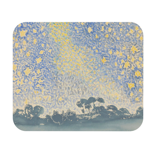 Starry Sky Mouse Pad with a blue and yellow theme, adding celestial charm to desk and office decor.