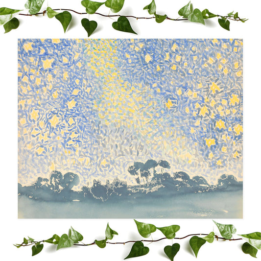 Starry Sky art prints featuring a blue and yellow painting, vintage wall art room decor