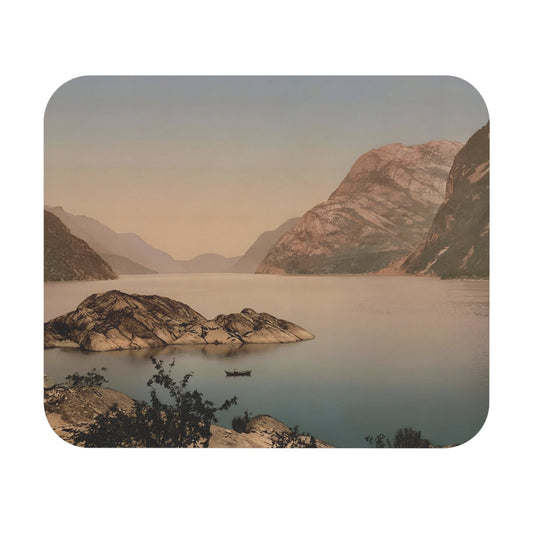 Mountains Landscape Mouse Pad featuring Norway scenic view, ideal for desk and office decor.