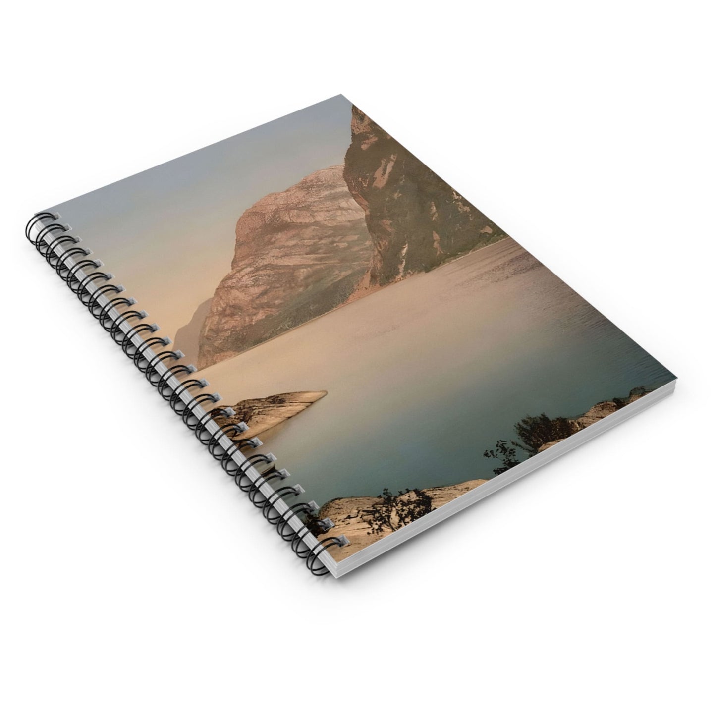 Summer Mountains Spiral Notebook Laying Flat on White Surface