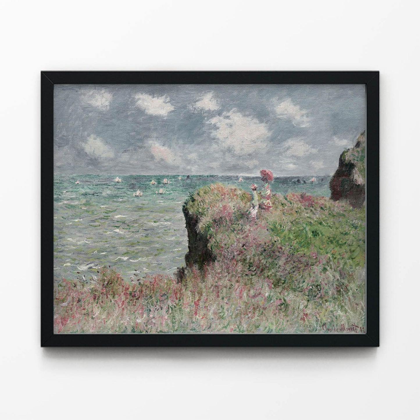 Summer Seascape Art Print in Black Picture Frame