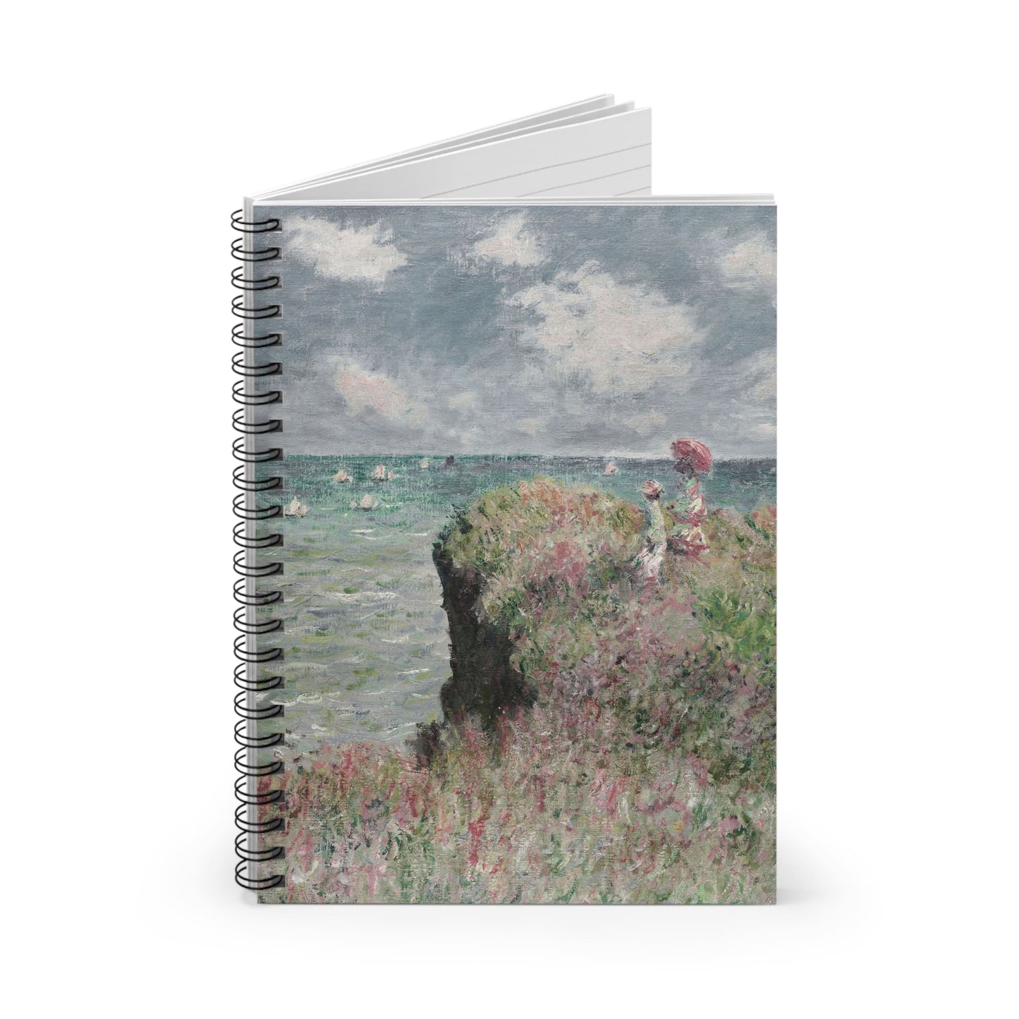 Summer Seascape Spiral Notebook Standing up on White Desk