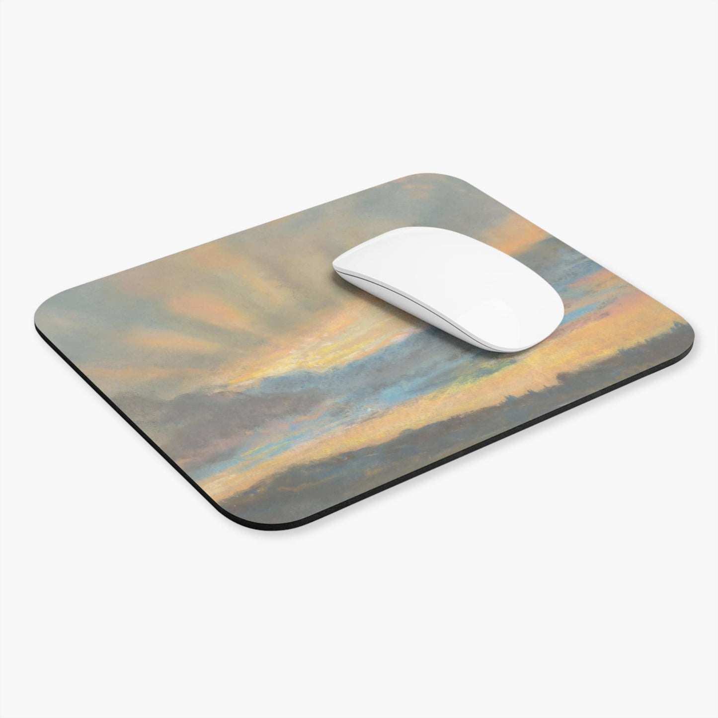 Sun in the Clouds Computer Desk Mouse Pad With White Mouse