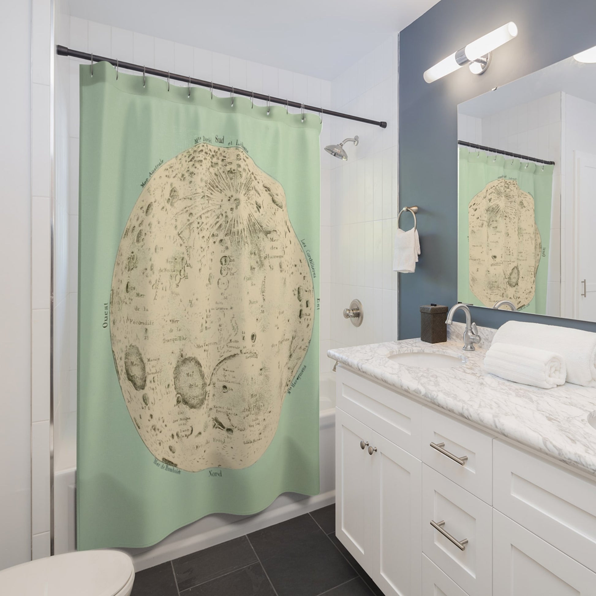 Teal Moon Shower Curtain Best Bathroom Decorating Ideas for Science Decor