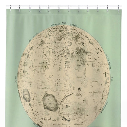Teal Moon Shower Curtain Close Up, Science Shower Curtains