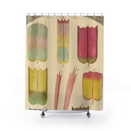 Abstract Wings Shower Curtain with butterflies design, whimsical bathroom decor featuring colorful butterfly patterns.