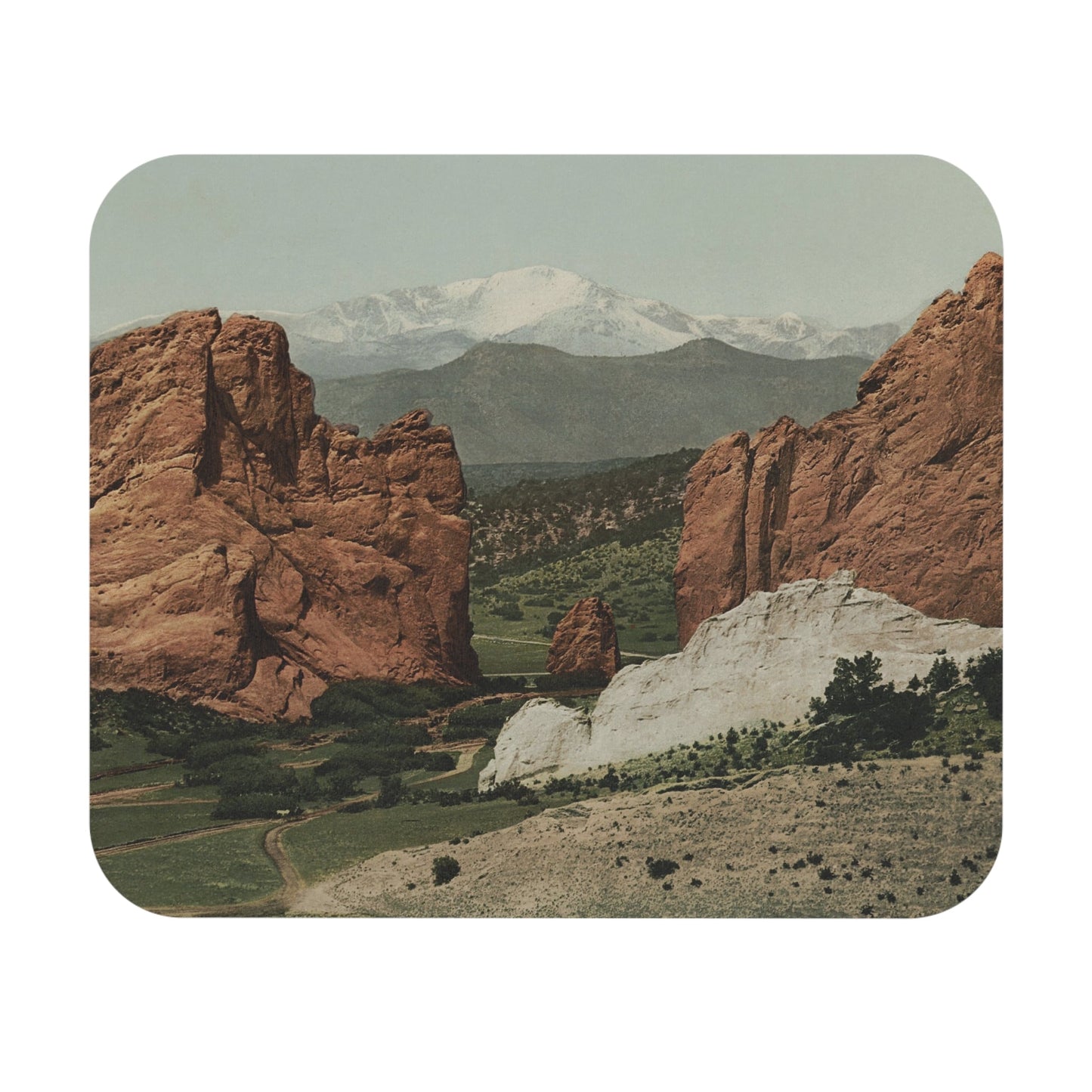 The Gateway Mouse Pad with Garden of the Gods inspired design, desk and office decor showcasing stunning natural rock formations.