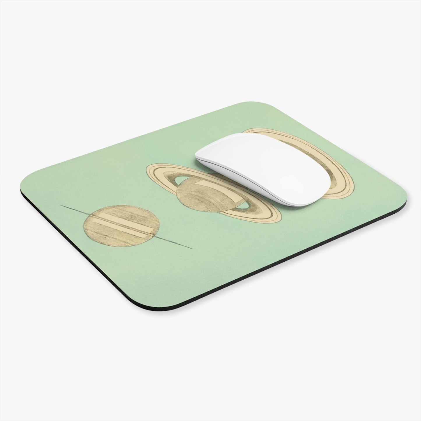 The Rings of Saturn Computer Desk Mouse Pad With White Mouse