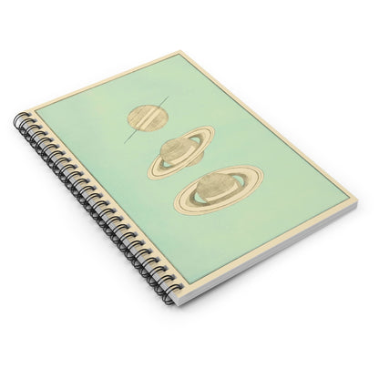 The Rings of Saturn Spiral Notebook Laying Flat on White Surface