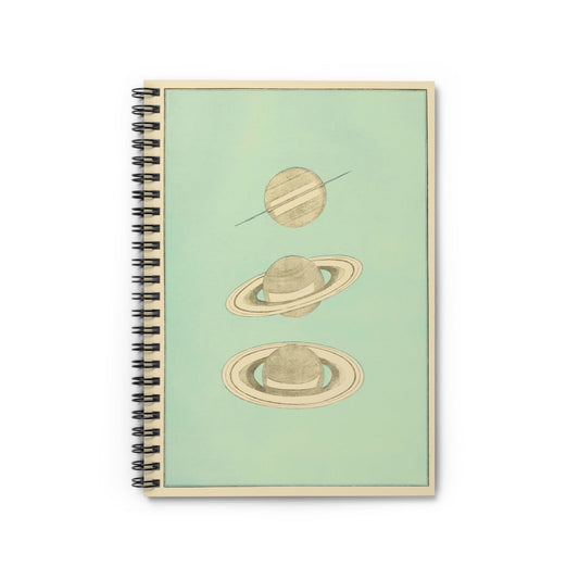 The Rings of Saturn Notebook with Science Drawing cover, perfect for journaling and planning, featuring scientific drawings of Saturn's rings.