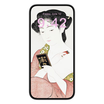 Traditional Japanese Phone Wallpaper Pink Text