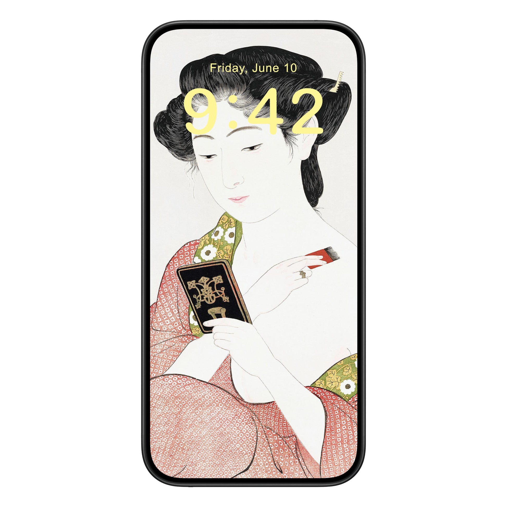 Traditional Japanese Phone Wallpaper Yellow Text