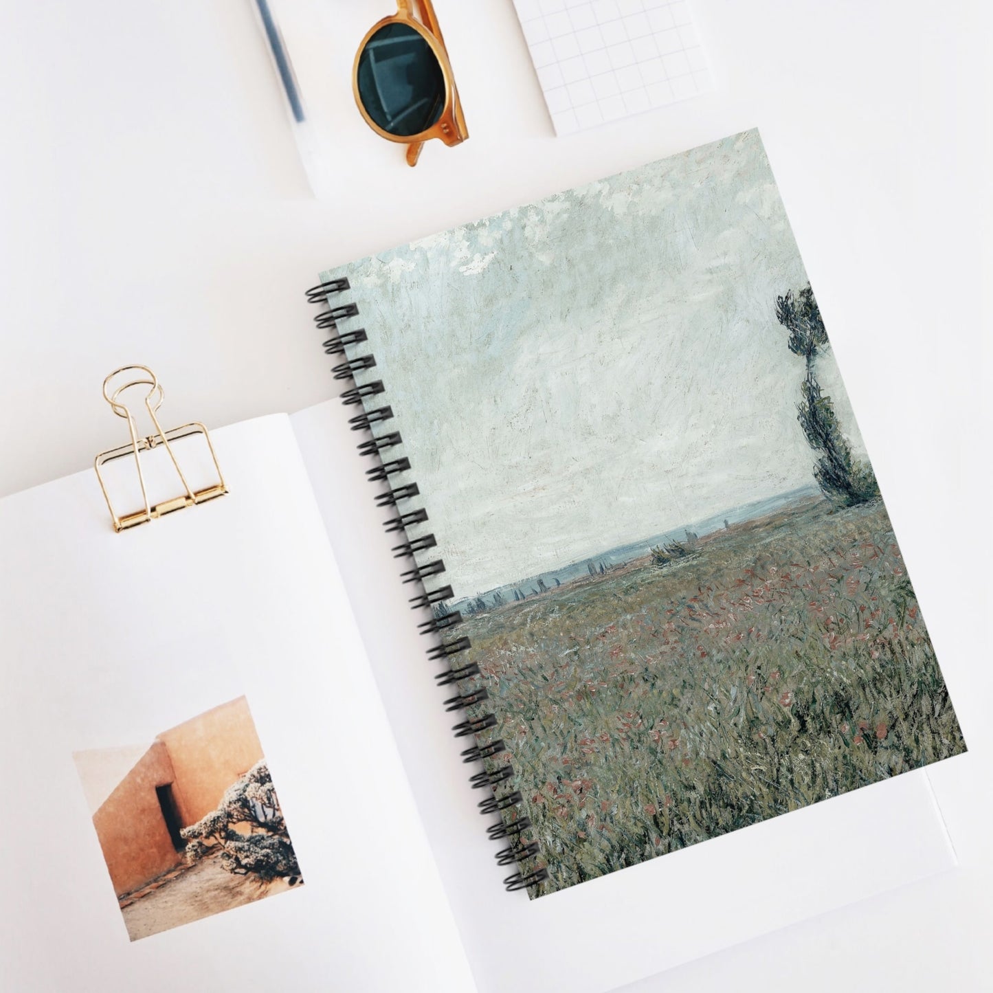 Tranquil Landscape Spiral Notebook Displayed on Desk