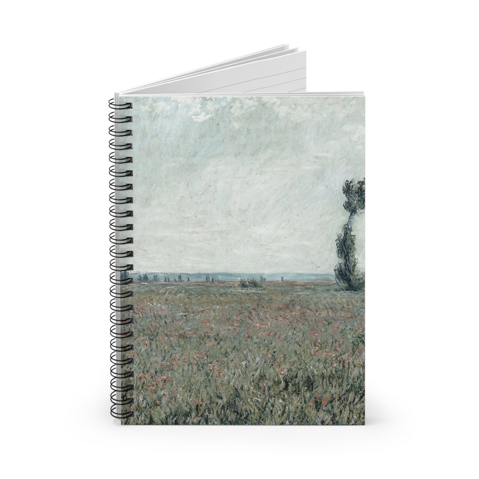 Tranquil Landscape Spiral Notebook Standing up on White Desk